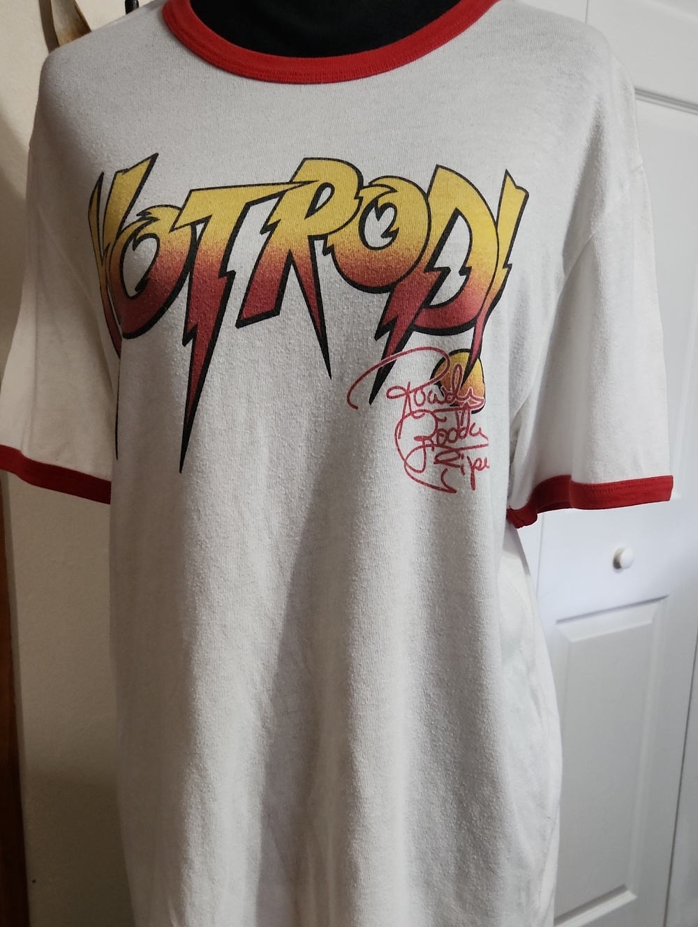 White & Red "HOTROD" Rowdy Roddy Piper WWE Graphic Tee
